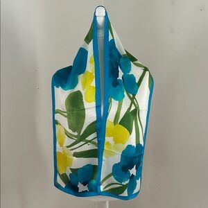 Jones New York Teal and Green Floral Silk Scarf